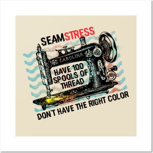 Funny vintage sewing machine seamstress stress crafts Posters and Art